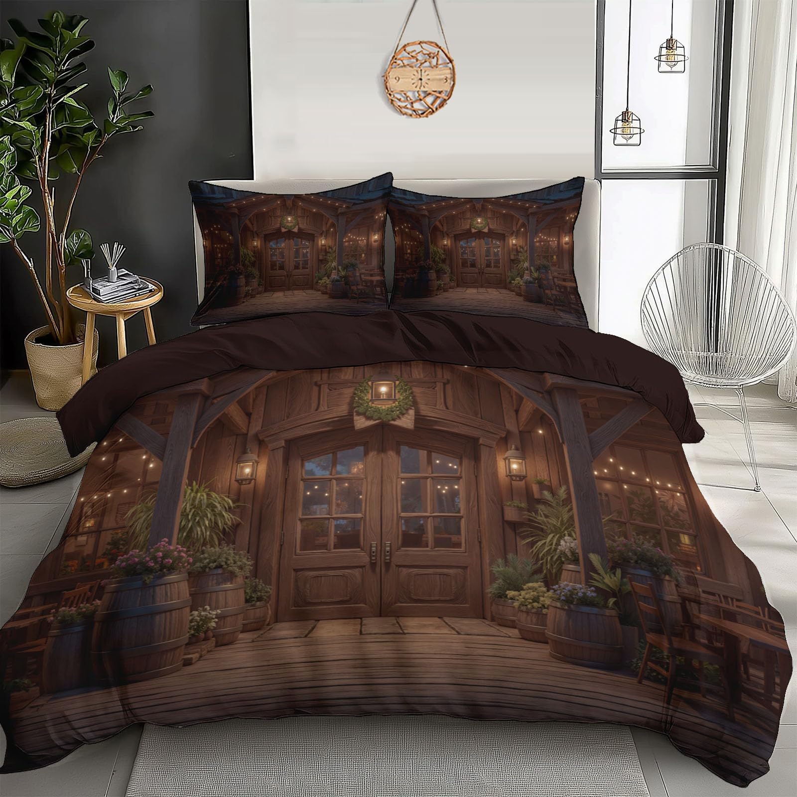 Housse de couette 200x200 anti-glissement avec fermeture éclair pour lit double