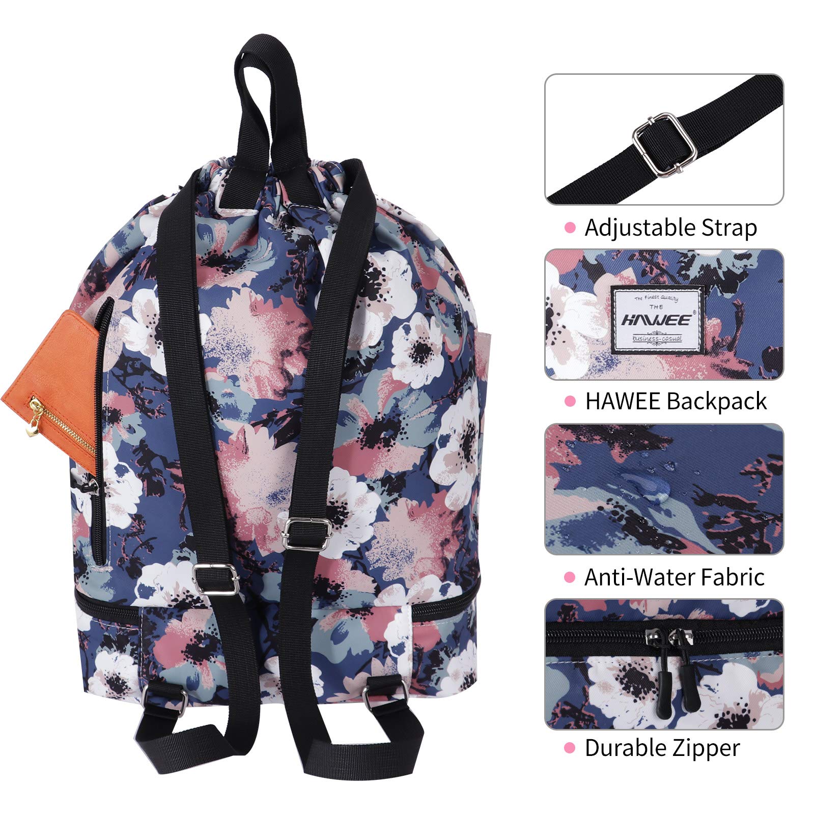Zaino Sportivo con Coulisse, Grande Impermeabile, Borsa da Palestra Sacca con Tasca Interna Unisex per Scuola Sport All'aperto Yoga Tempo Libero Spiaggia