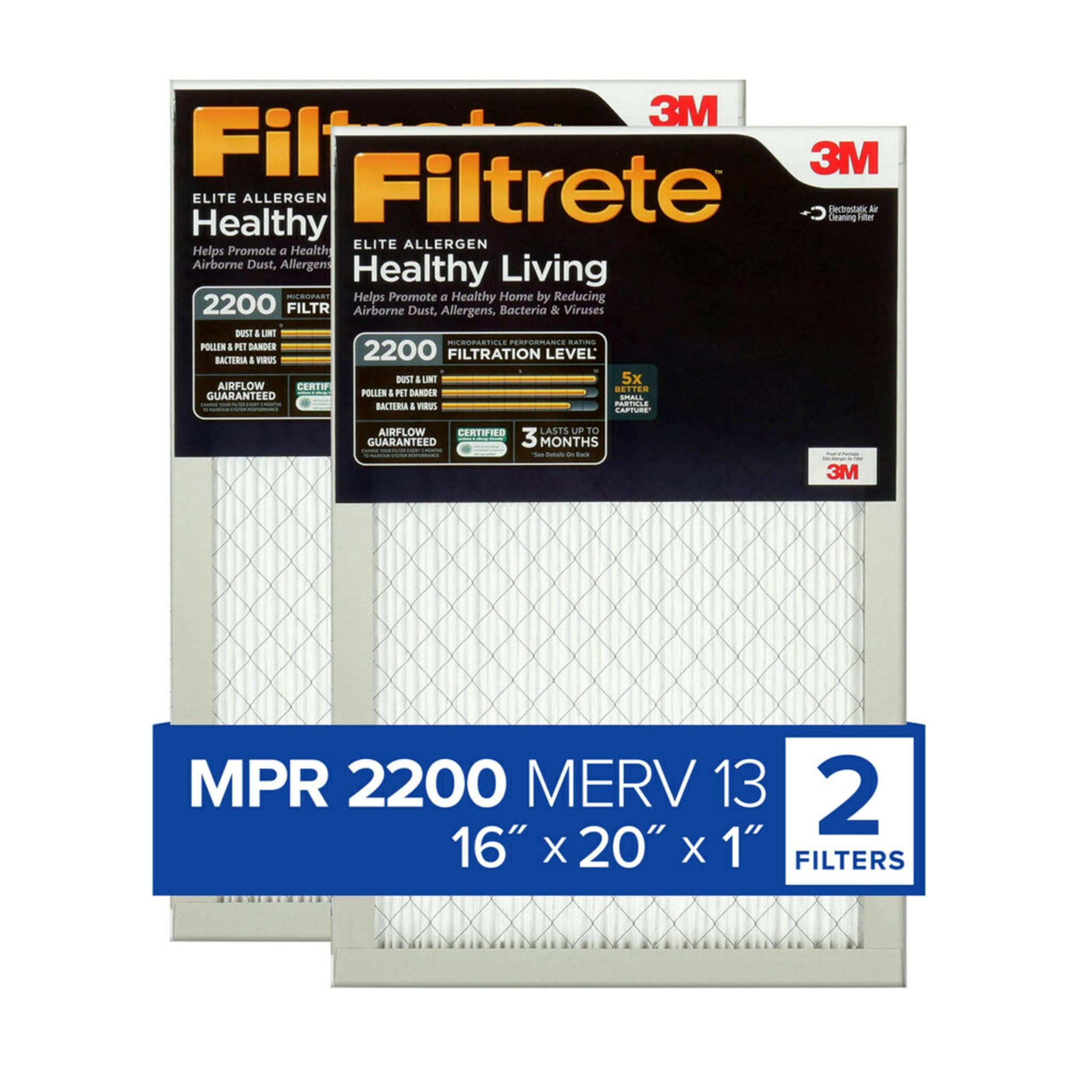 Filtrete 16x20x1 MERV 13 Elite Allergen 2-Pack