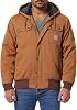 TUAOVA Men's Fit Relaxed Work Coat Fleece Lined Waterproof Workwear Winter Hooded Jacket with Multiple Pockets