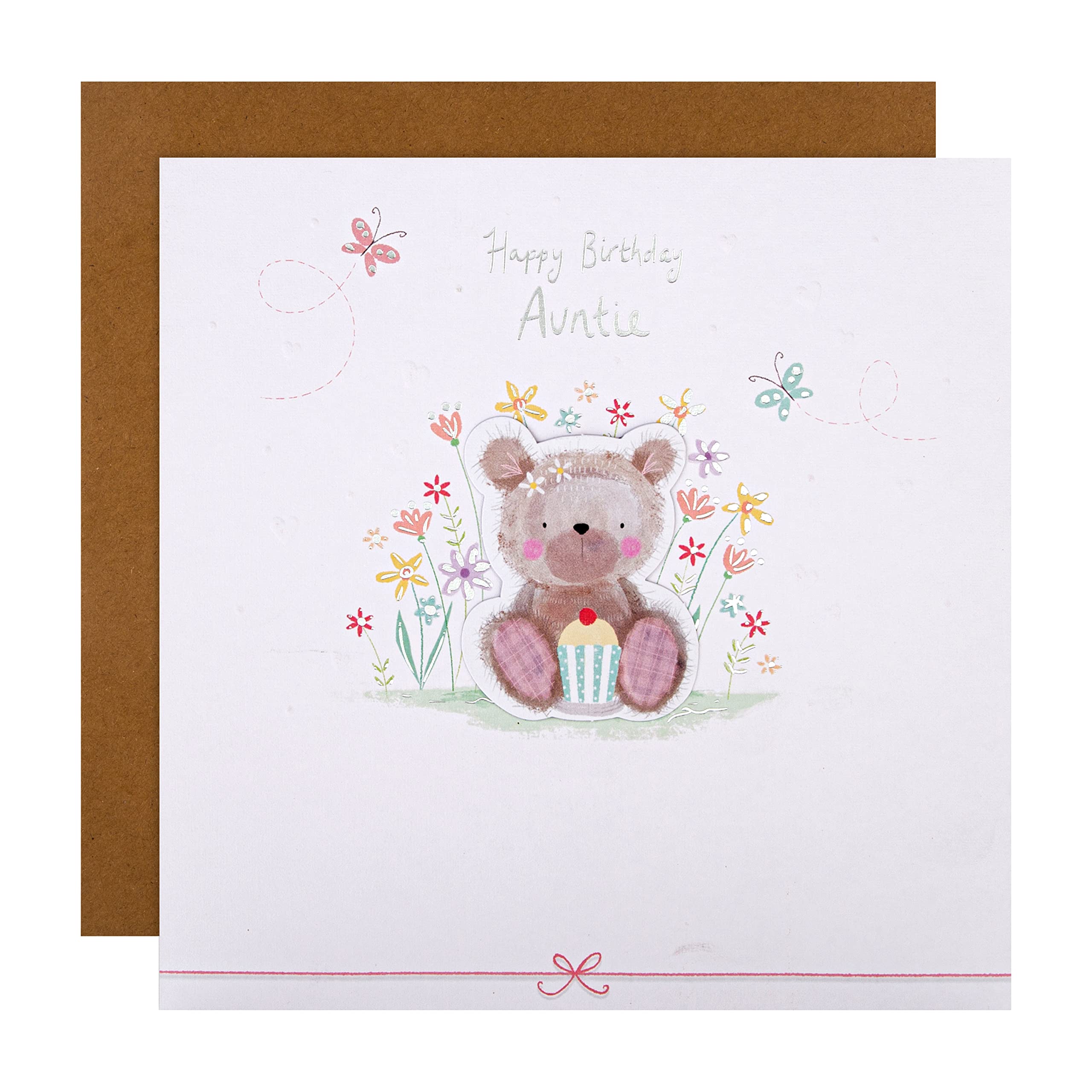 Hallmark Large Birthday Card for Auntie - Cute Teddy Cupcake Design