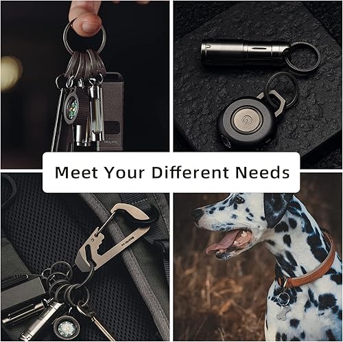 Miniatura 6 de MecArmy EDC Titanium Keyring, Side-Pushing Designed Protect Your Nails, Key Chain Key Rings Holder Split Rings