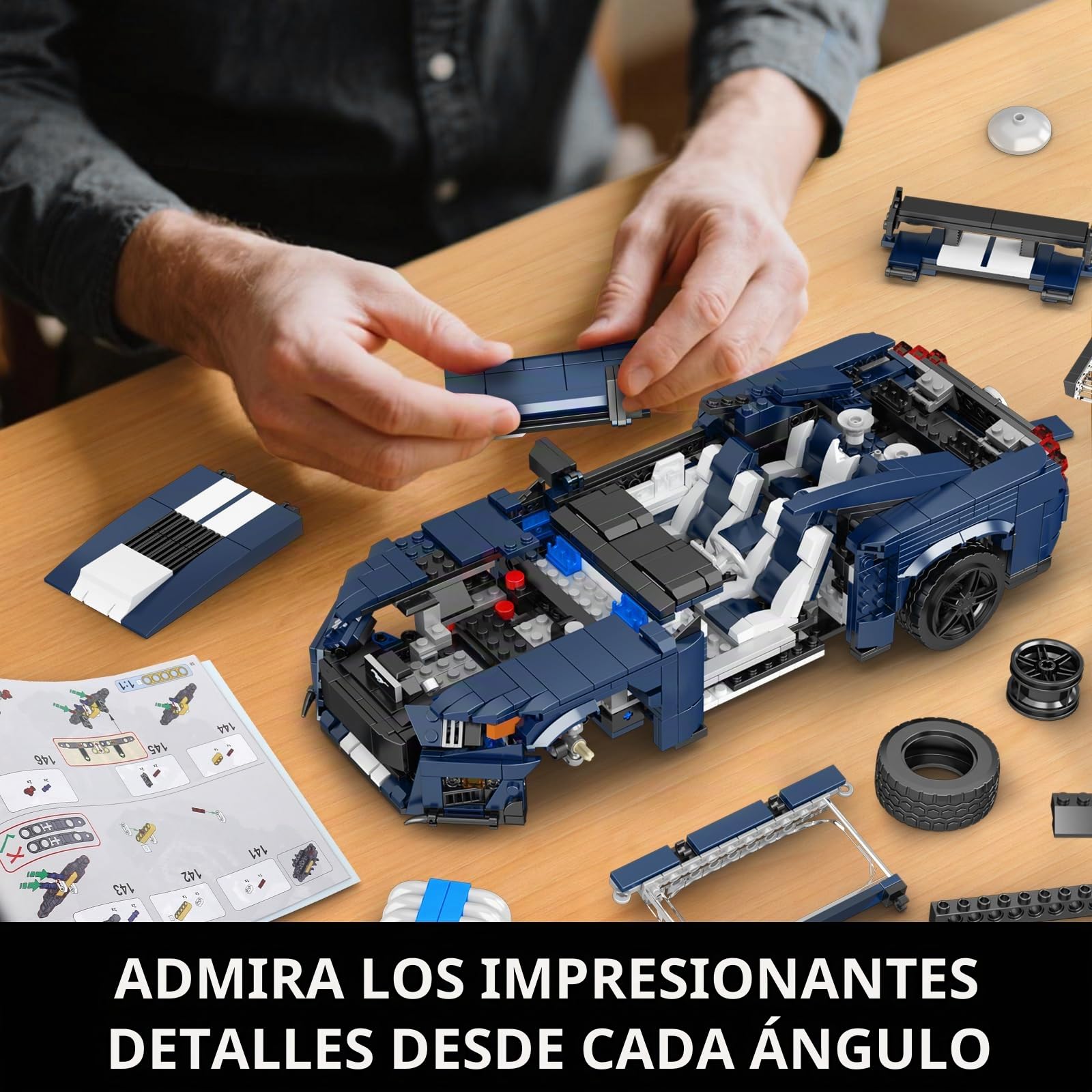 Mould King 10208 Technik - Juego de construcción de coche deportivo, 1556 piezas, bloques de sujeción, modelo clásico de coche muscular, modelo estático para adultos y jóvenes a partir de 14 años