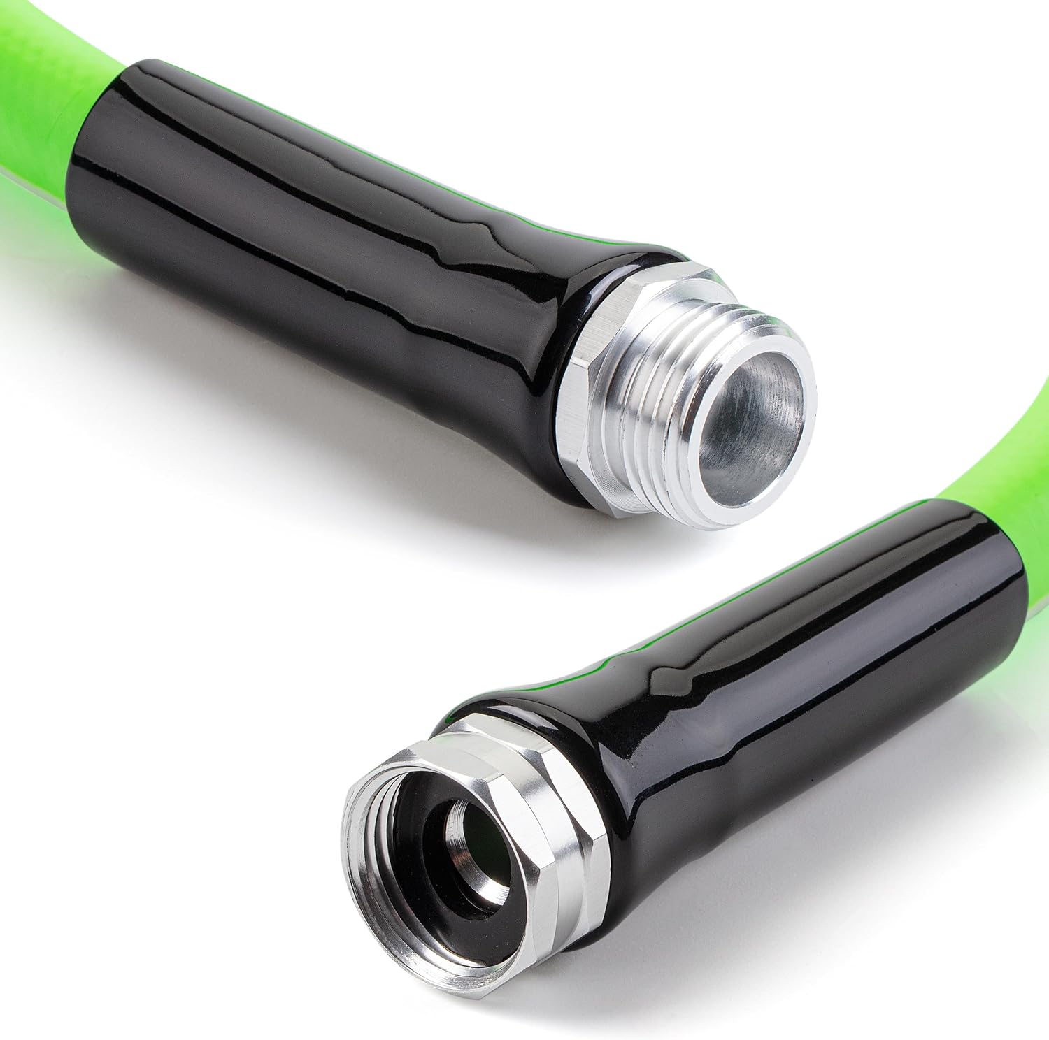 UNCO- Hybrid Polymer Garden Hose, 5/8" x 35 FT, Green, Kink Resistant, 3/4" GHT Aluminum Fittings, Drinking Water Safe, Lightweight Heavy Duty Garden Hose