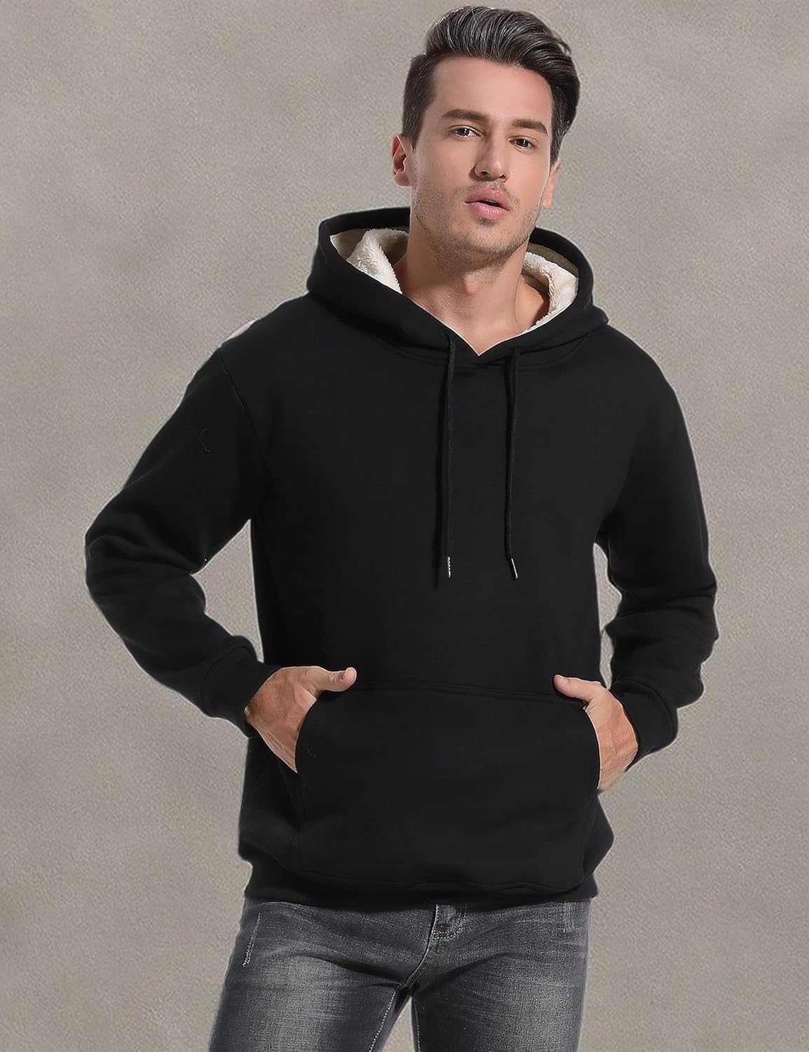 Kissonic Men's Fleece Hoodie Pullover Long Sleeve Sherpa Lined Warm Hooded Sweatshirt - Image 8