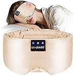 LC-dolida Luxurious Silk Soft Sleep Mask, Sleep Headphones with Bluetooth 5.4 for Side Sleeper, Total Blackout Eye Sleeping Mask for Women and Men, Ideal Gift for Restful Sleep, Travel(Champagne)
