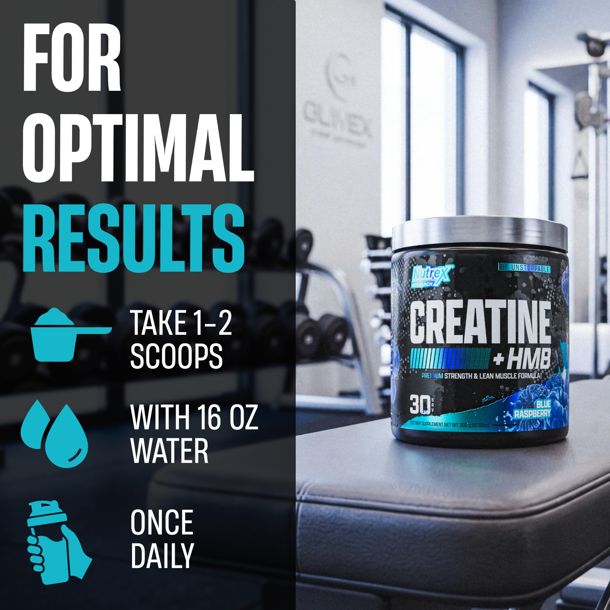 Nutrex Research Creatine HMB Powder - Creatine Monohydrate Powder with HMB for Muscle Growth, Strength, Energy and Performance - Transparent Formula (Blue Raspberry) — Amazon image 5