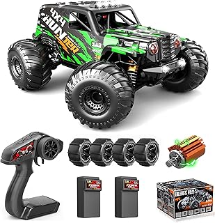 Remote Controlled Car 1:14 RC Car 4WD 40+ km/h Off Road Monster Truck, RC Car with 2 x 7.4 V 1300 mAh Batteries, Replacement Sand Tyres & Full Roll Cage - For Adults & Children from 8 10 Years