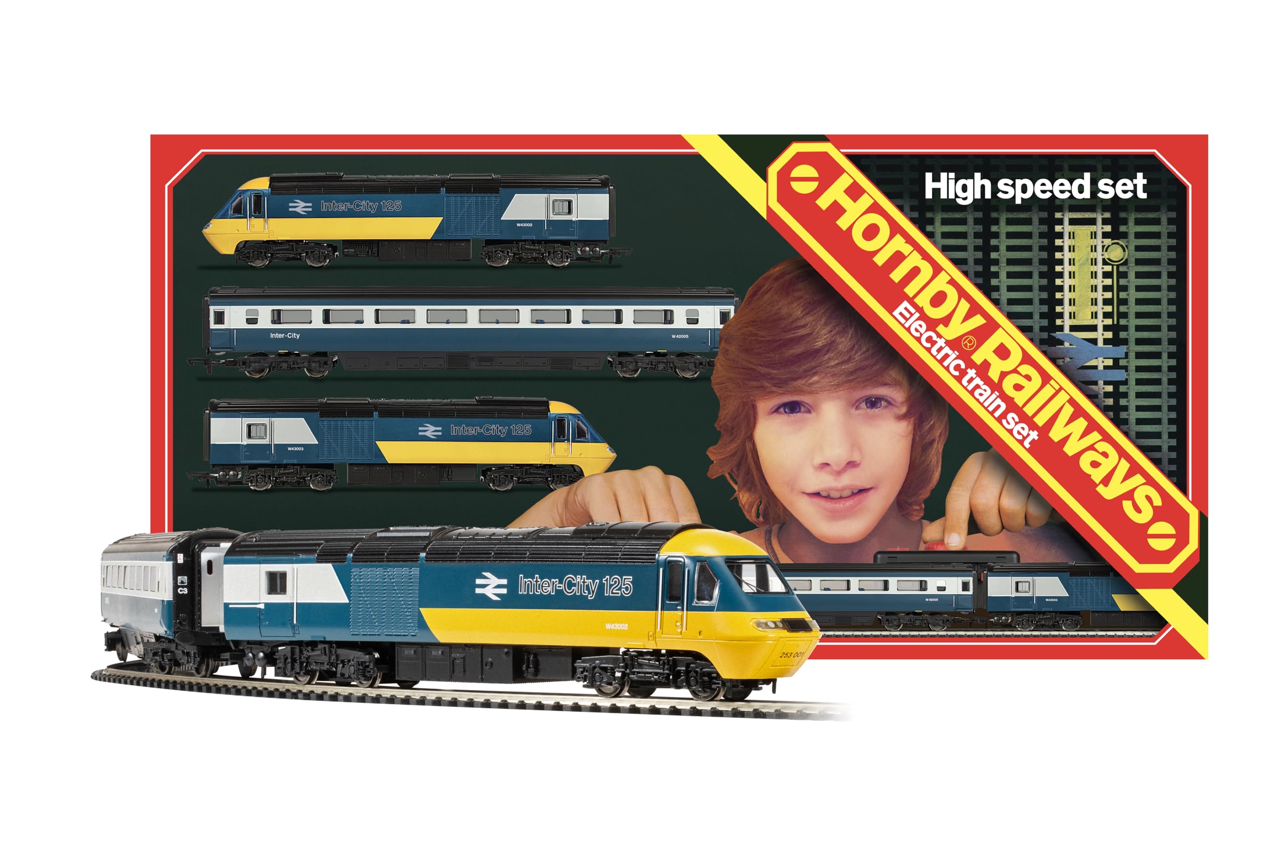 Hornby Train Set - R1289M BR High Speed Retro Analogue Set OO Gauge Locomotives Model Railway Sets, Starter Electric Train Kits - Diesel Engine Building Kits