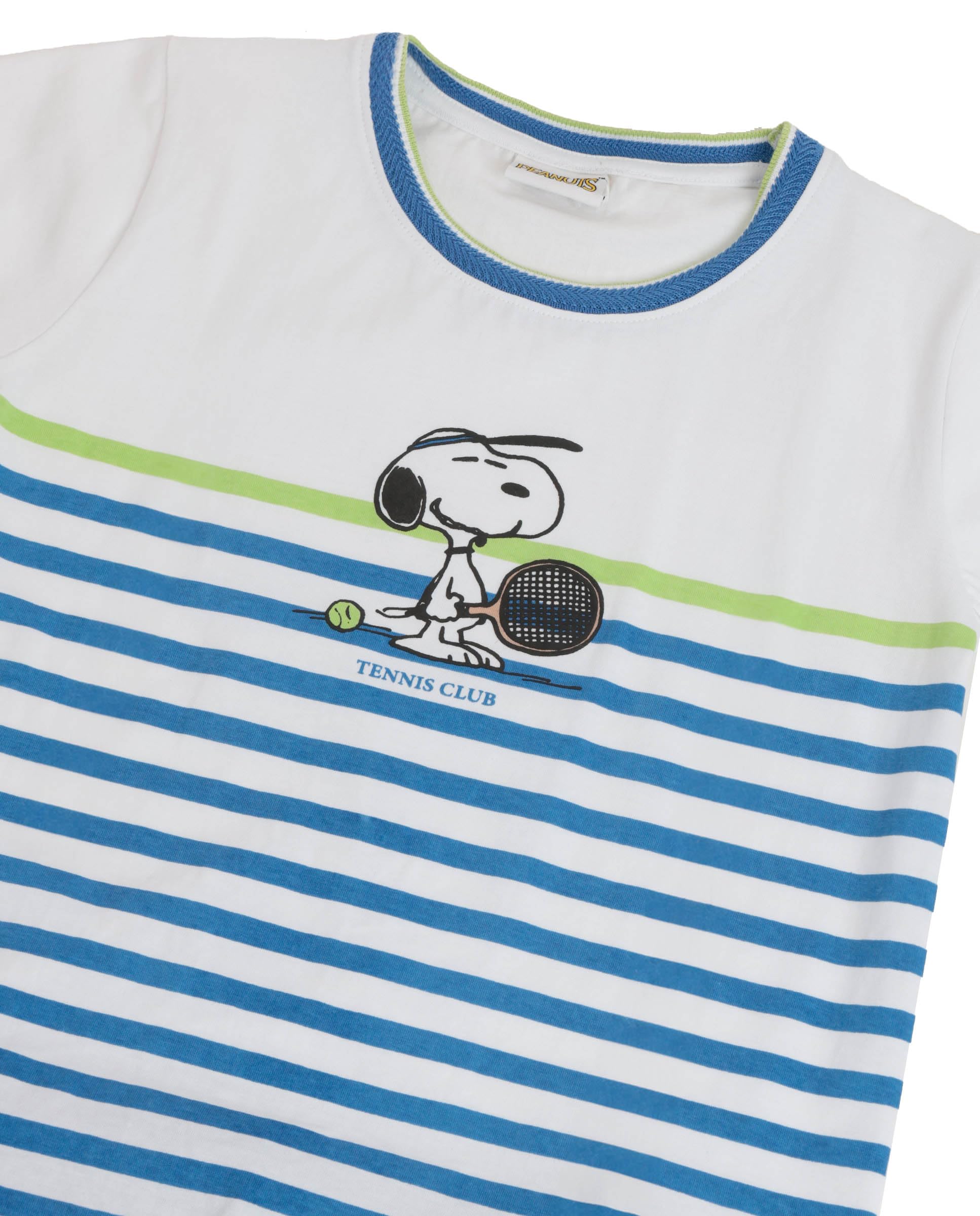 PEANUTS Pijama niño Verano 100% algodón - Pijama Manga Corta Tennis Club para niño – pantalón Corto con Cinturilla elástica – Tejido Suave al Tacto, Azul - Talla 8 años