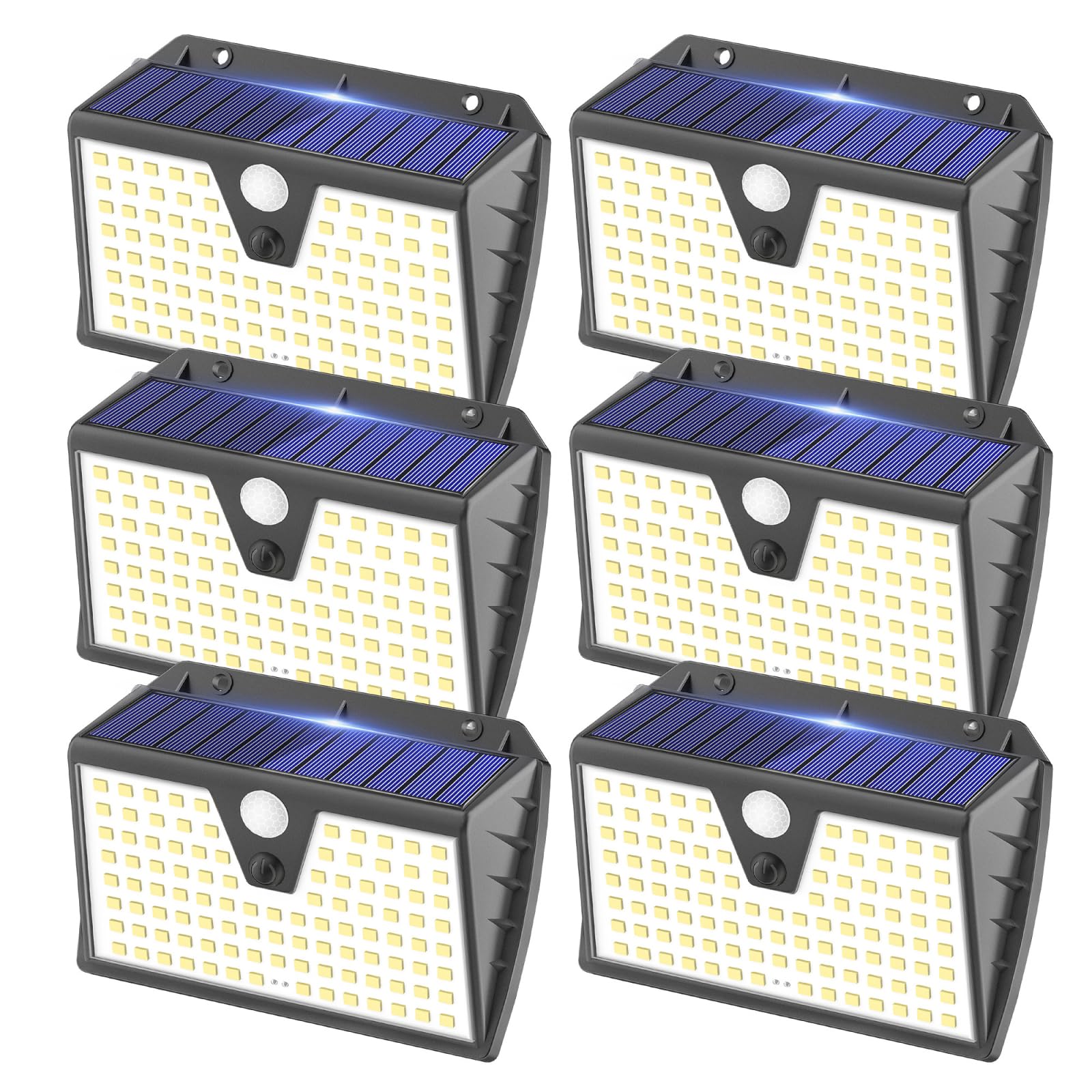SEZAC Faretto Led da Esterno Solare,3 Modos Luci Solari da Giardino con Sensore di Movimento,IP67 Impermeabili Luce Solare Led Esterno,Lampade Solare per La Sicurezza e L'illuminazione（6 Pezzi ）