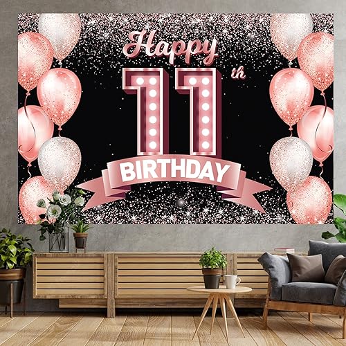 Vista 133 de Happy 21st Birthday Rose Gold Banner Backdrop Cheers to 21 Years Old Confetti Balloons Theme Decor Decorations for Women 21 Years Old Pink Birthday