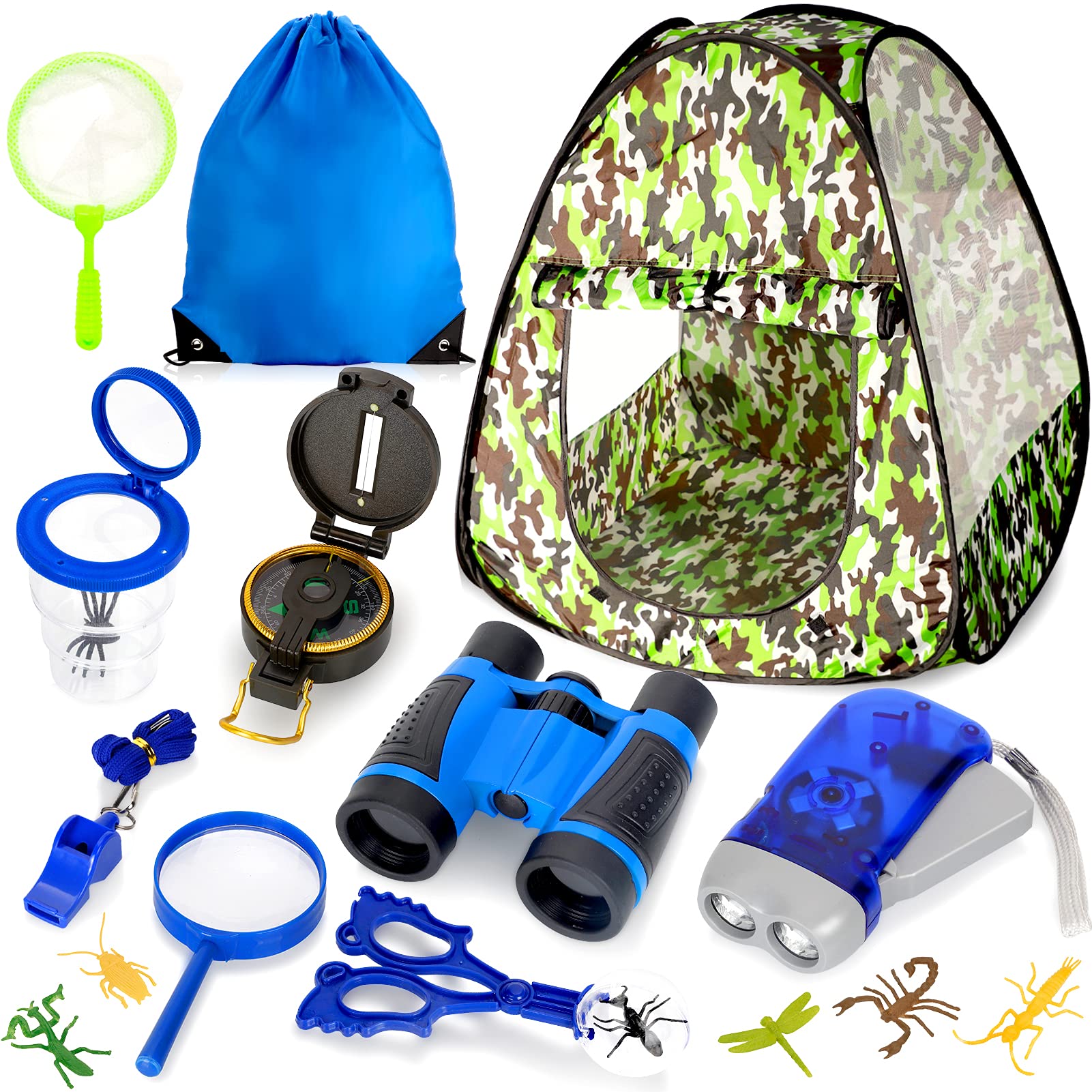Buy FORTY4 Kids Camping Tent Set,15PCS Bug Catching Kit with Camoue Pop