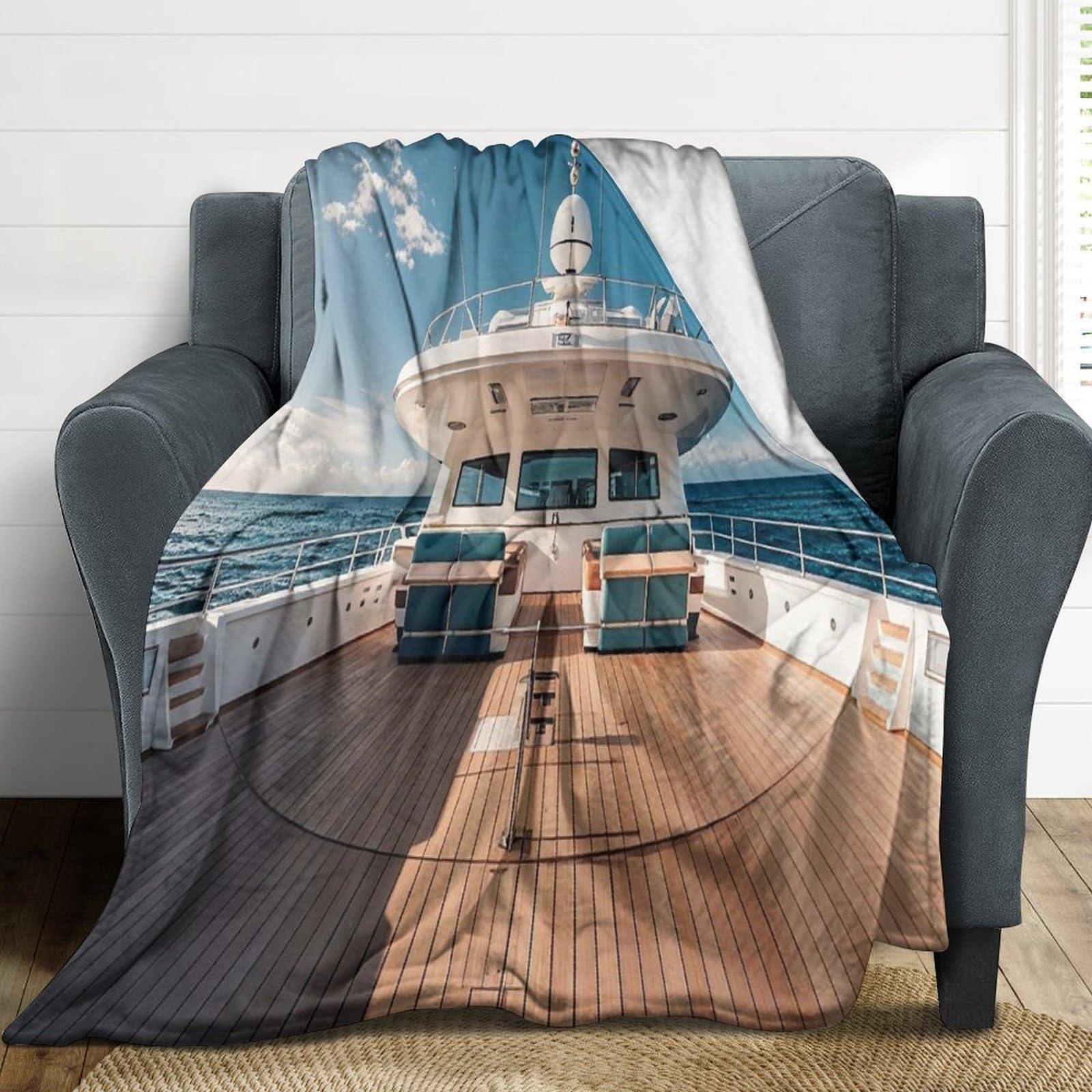 Couverture flanelle douce légère jeté de canapé lit voyage 167x228 cm