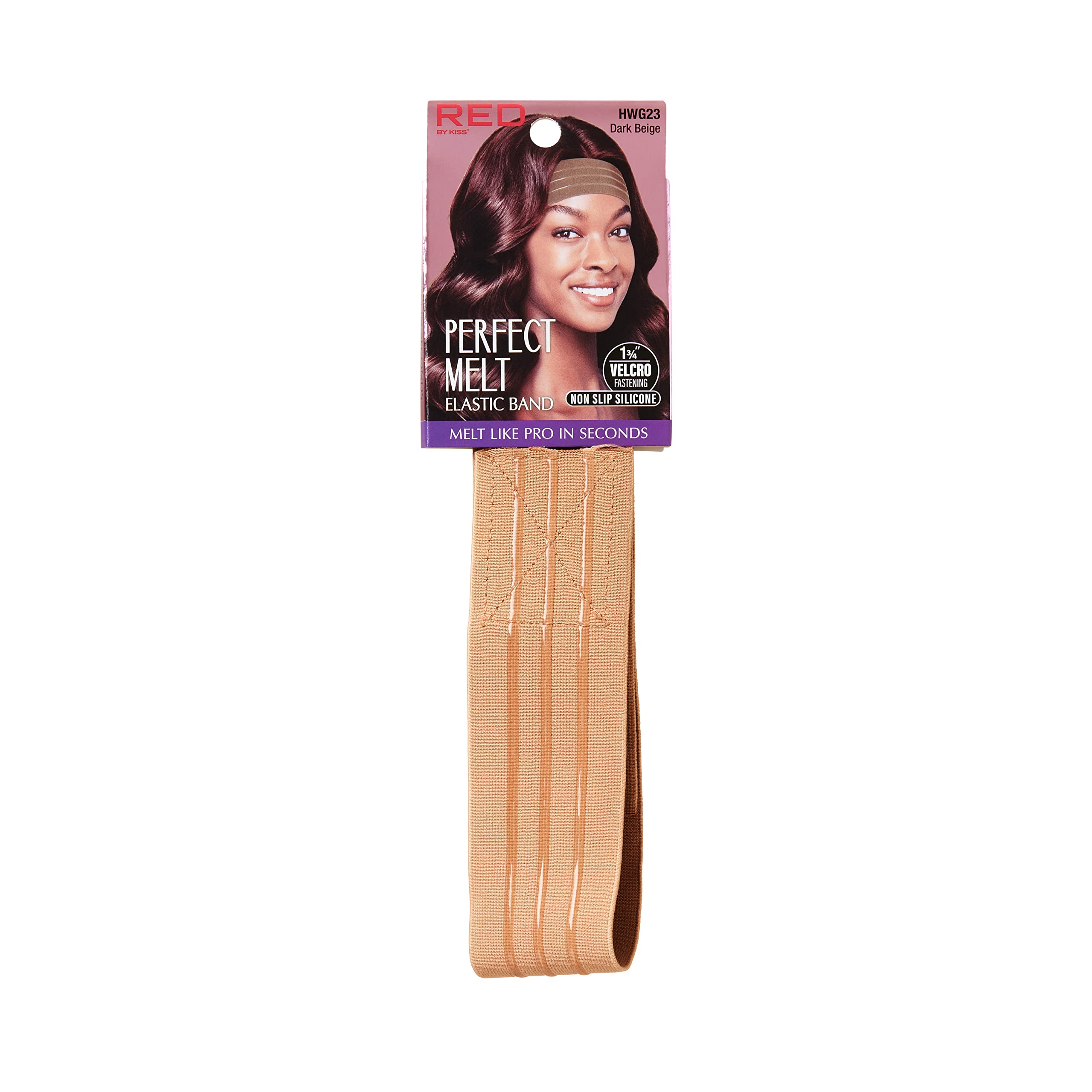 Red by KissPerfect Melt Elastic Band, Non-Slip Silicone Band for Wigs, Ultimate Comfort Perfect Lace Frontal Wig Band 1-3/4” (Dark Beige)