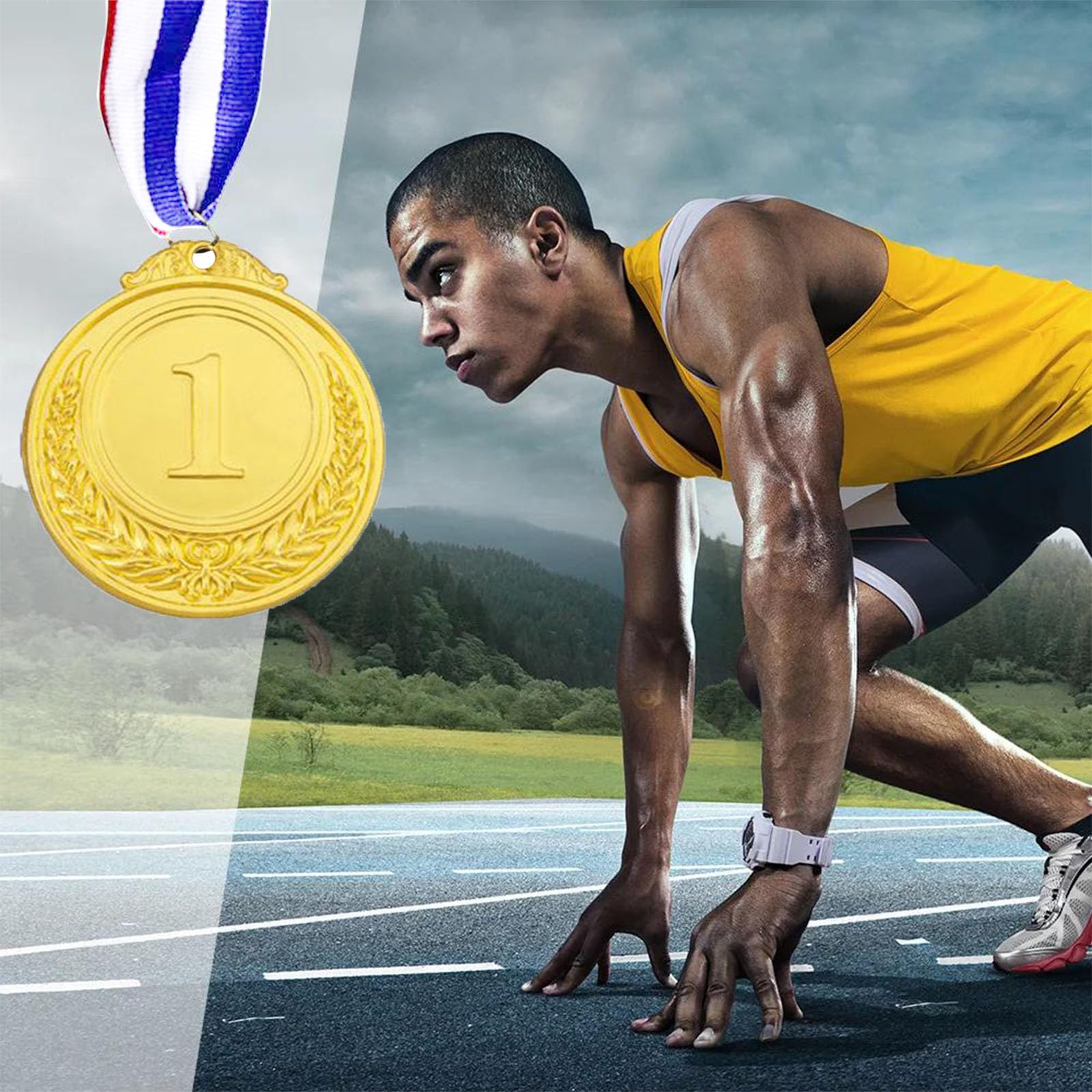 Tokaneit Medaglie Premiazioni Metallo 3 Pezzi Medaglie Premiazioni Personalizzate,Medaglia Oro Argento Bronzo con Nastro ColloMedaglia in Lega di Zinco,per Concorso Sport Festa Decorazione