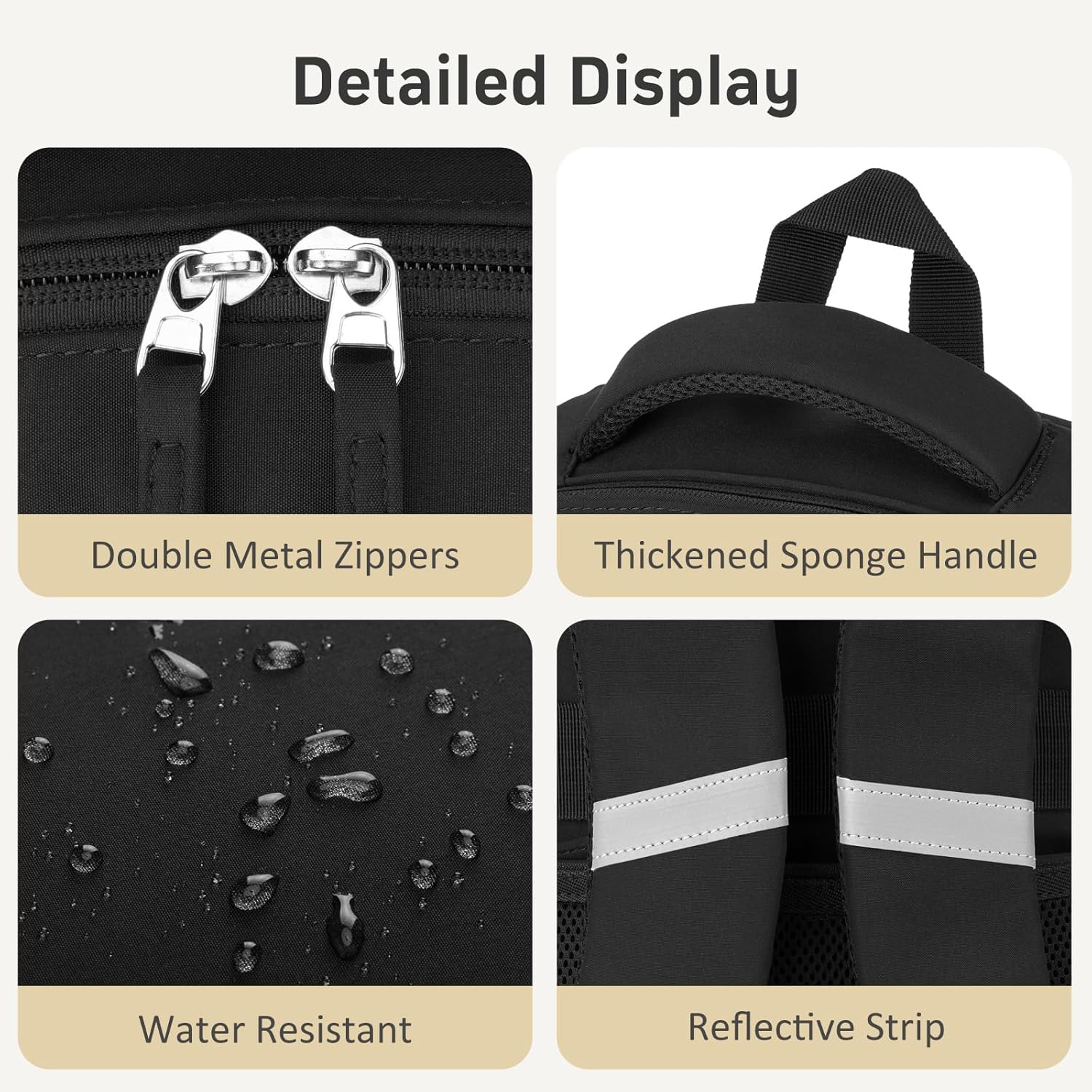 Student Laptop Backpack for College Teen Girls, Middle High School Aesthetic Bookbag Large 15.6 Inch Laptop Bag Travel Back Pack for Women (Black)