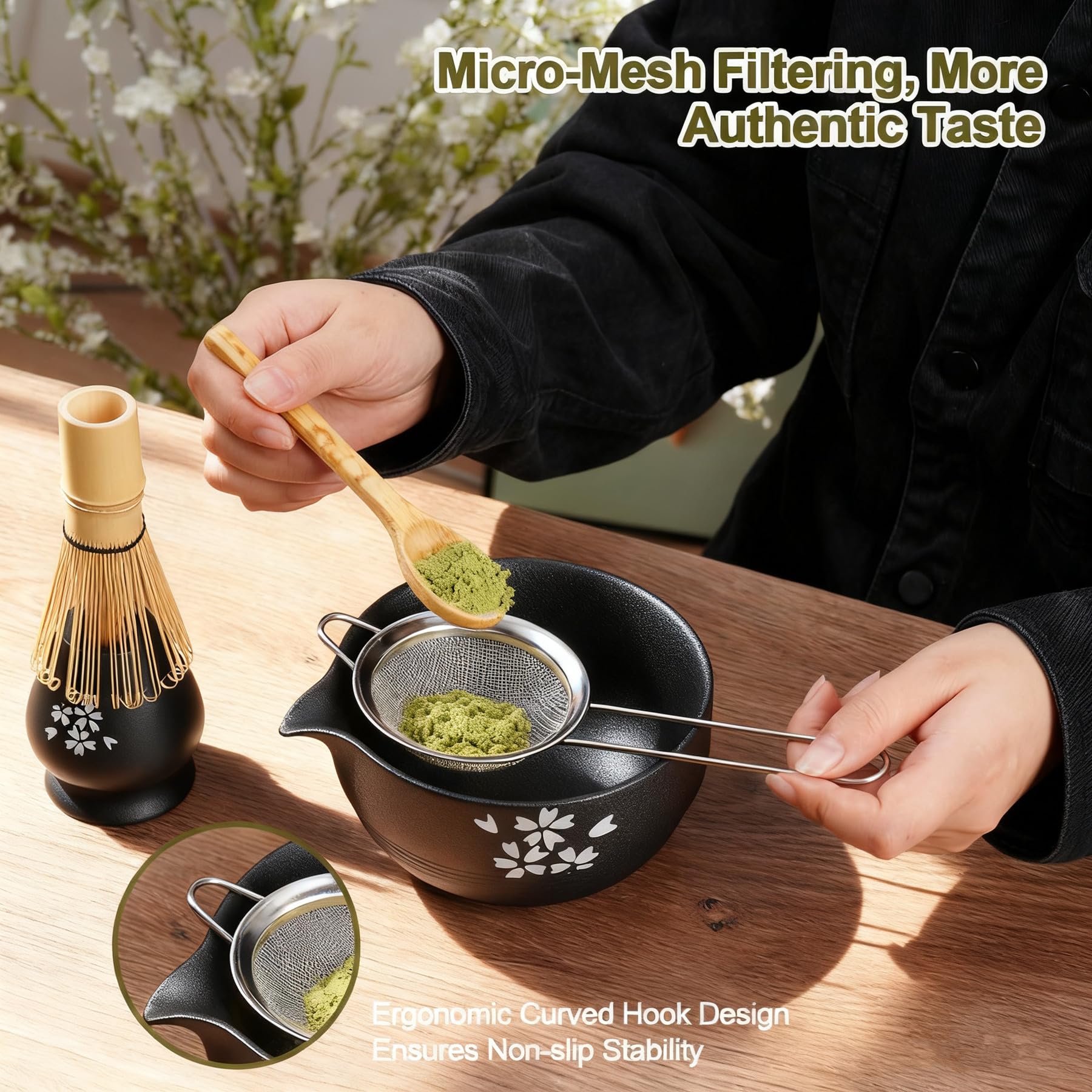 Zestaw Matcha | Zestaw do herbaty Matcha | Miska Matcha z dzióbkiem | akcesoria matcha 8-częściowe do ceremonii Matcha i Latte, prezent MatchaTea dla miłośników Matcha