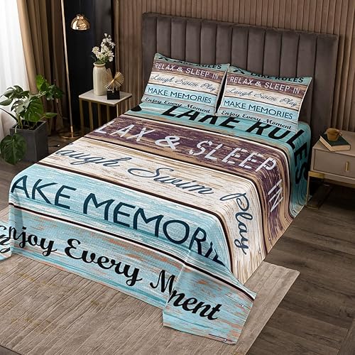 Miniatura 2 de Juego de ropa de cama rústica de casa de lago, tamaño Queen para adultos, mujeres, hombres, adolescentes, decoración de dormitorio, juego de edredón