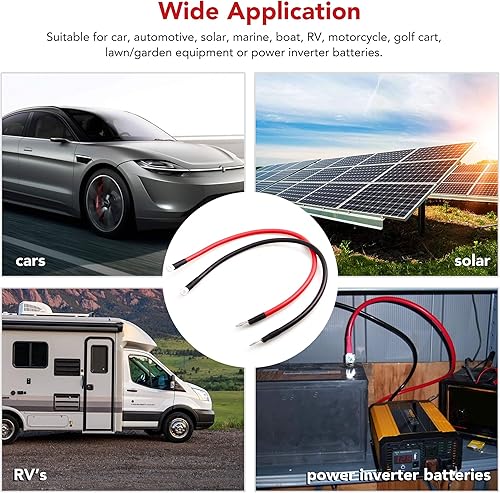 Miniatura 6 de LotFancy - Juego de cables de batería OFC, inversores de corriente, para automóvil, barcos, casa rodante, motocicleta