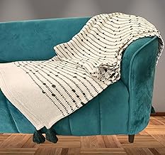 Arvore Hand-Woven Cotton Throw Blanket, Decorative Large Throw with Tassels - Ideal for All Season (Green, 165 x 130 cms)