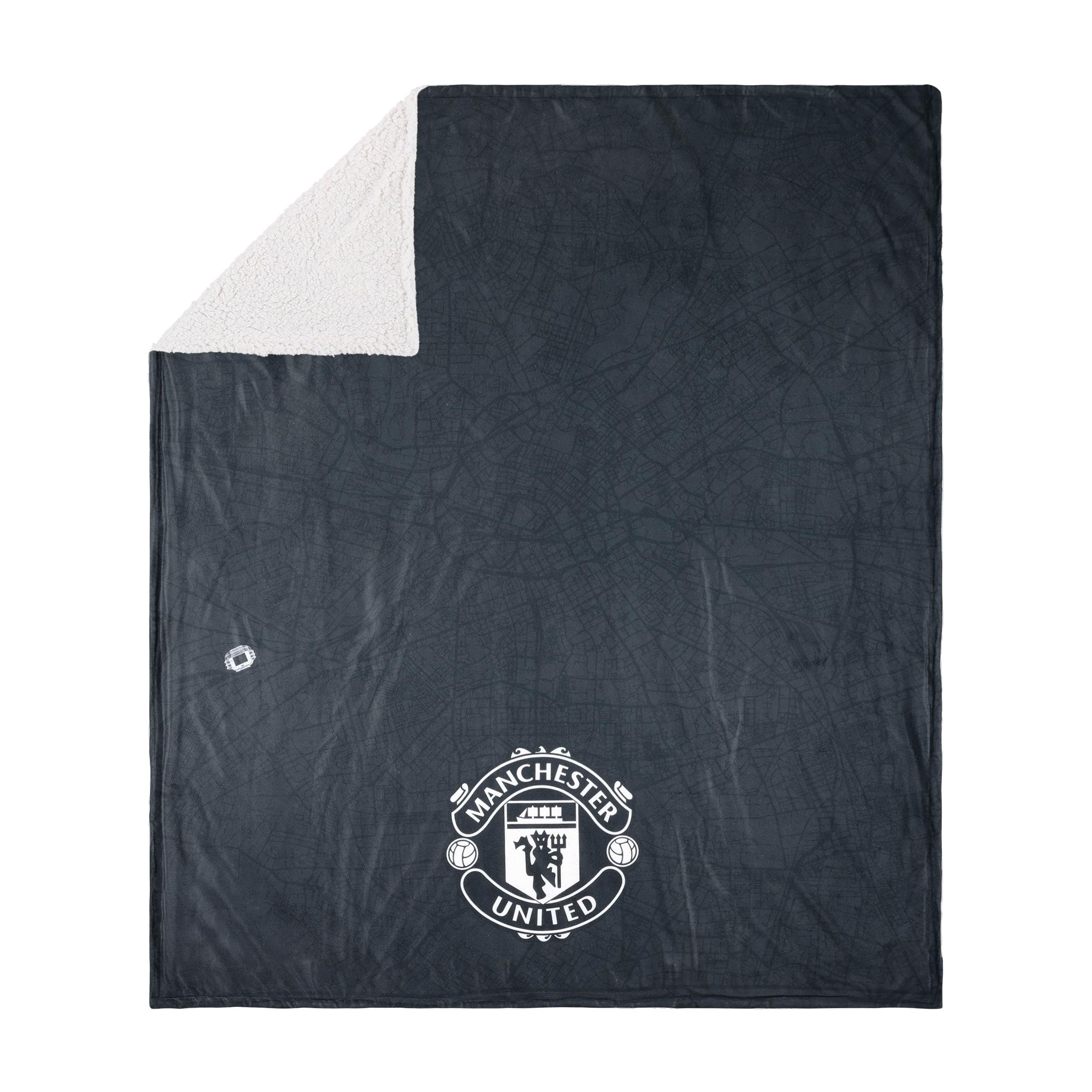 Foco Manchester United Fc Officially Licensed Football Identity Sherpa Plush Throw Blanket