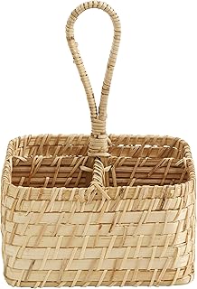 Nordal Panier de rangement Mererian avec 4 compartiments et anses en bambou/rotin 17 x 23 cm