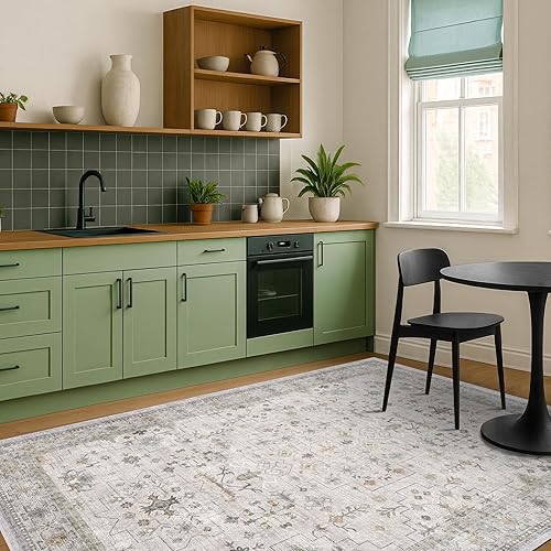 Miniatura 138 de Alfombra Boho Negra para Sala de Estar - Alfombra de Área Lavable de 10x14 Pies, Alfombras de Comedor para Debajo de la Mesa, Alfombra Suave de Pelo