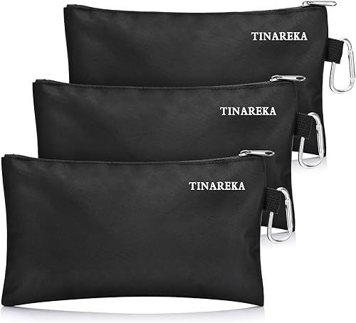TINAREKA - Bolsas de herramientas, paquete de 3 bolsas de lona con cremallera para organización, bolsa de herramientas de lona resistente, bolsa