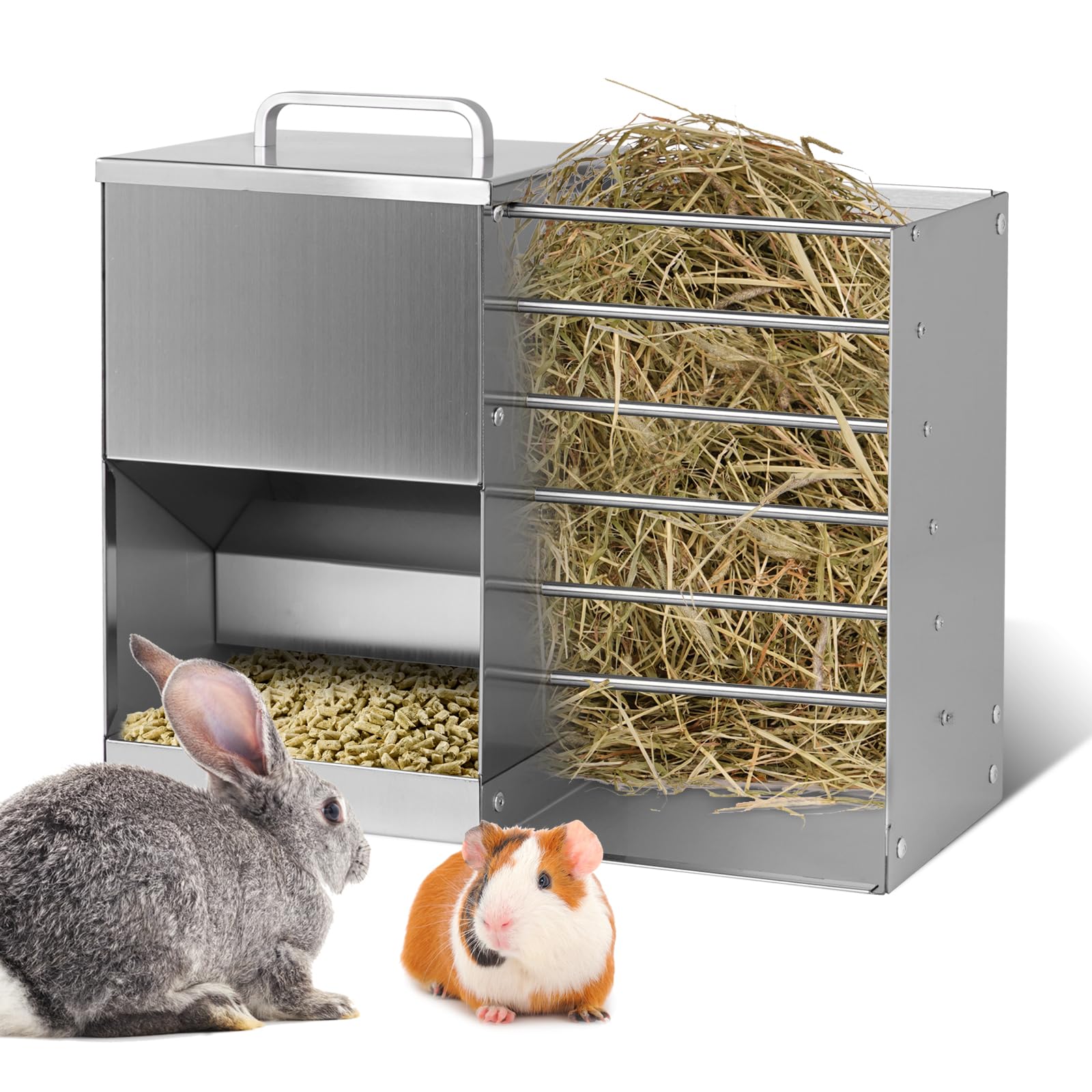 PKNYBZH 2 in 1 Rabbit Hay Feeder with Litter Box,5L Hay Feeder Set and Small Animals Hay Manger for Guinea Pig Chinchilla Bunny Other Small Animals