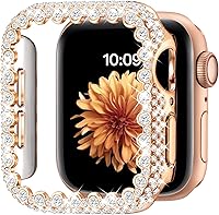 Vista 9 de Funda brillante compatible con Apple Watch Series 6/5/4/SE 3/SE 2/SE de 1.575 pulgadas, cubierta protectora de diamante para mujer, protector