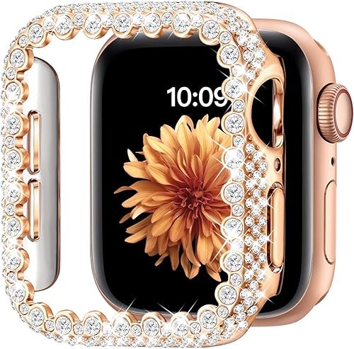 Miniatura 9 de Funda brillante compatible con Apple Watch Series 3/2/1 de 1.496 pulgadas, cubierta protectora de diamante para mujer, marco de policarbonato duro