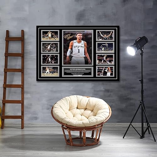 Miniatura 4 de Póster firmado de la superestrella de baloncesto Victor Wembanyama para niños, para la habitación de los fanáticos, decoración de pared, pósteres