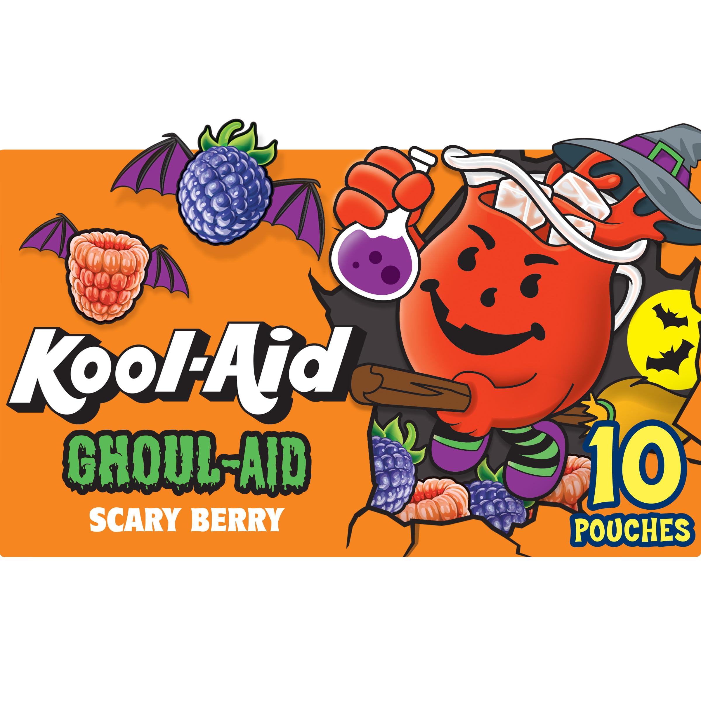 Kool-Aid Ghoul-Aid Zom-Berry Artificially Flavored Drink, 10 ct Box, 6 oz Pouches