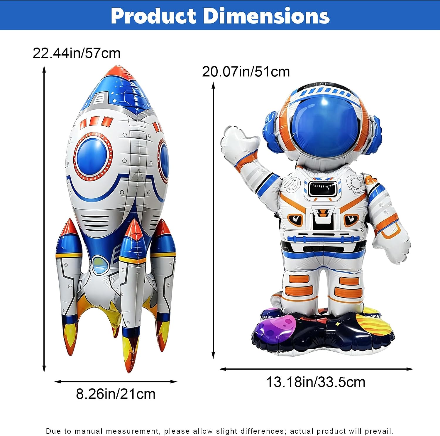 2Pcs Rocket Balloons Astronaut Balloon for Space Themed Party Decororations image 2