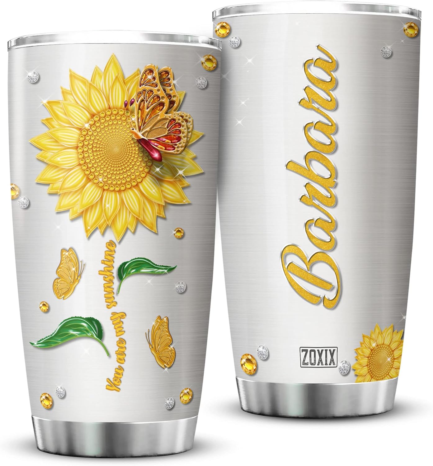 ZOXIX Personalized Sunflower Tumbler Cup 20oz Cute