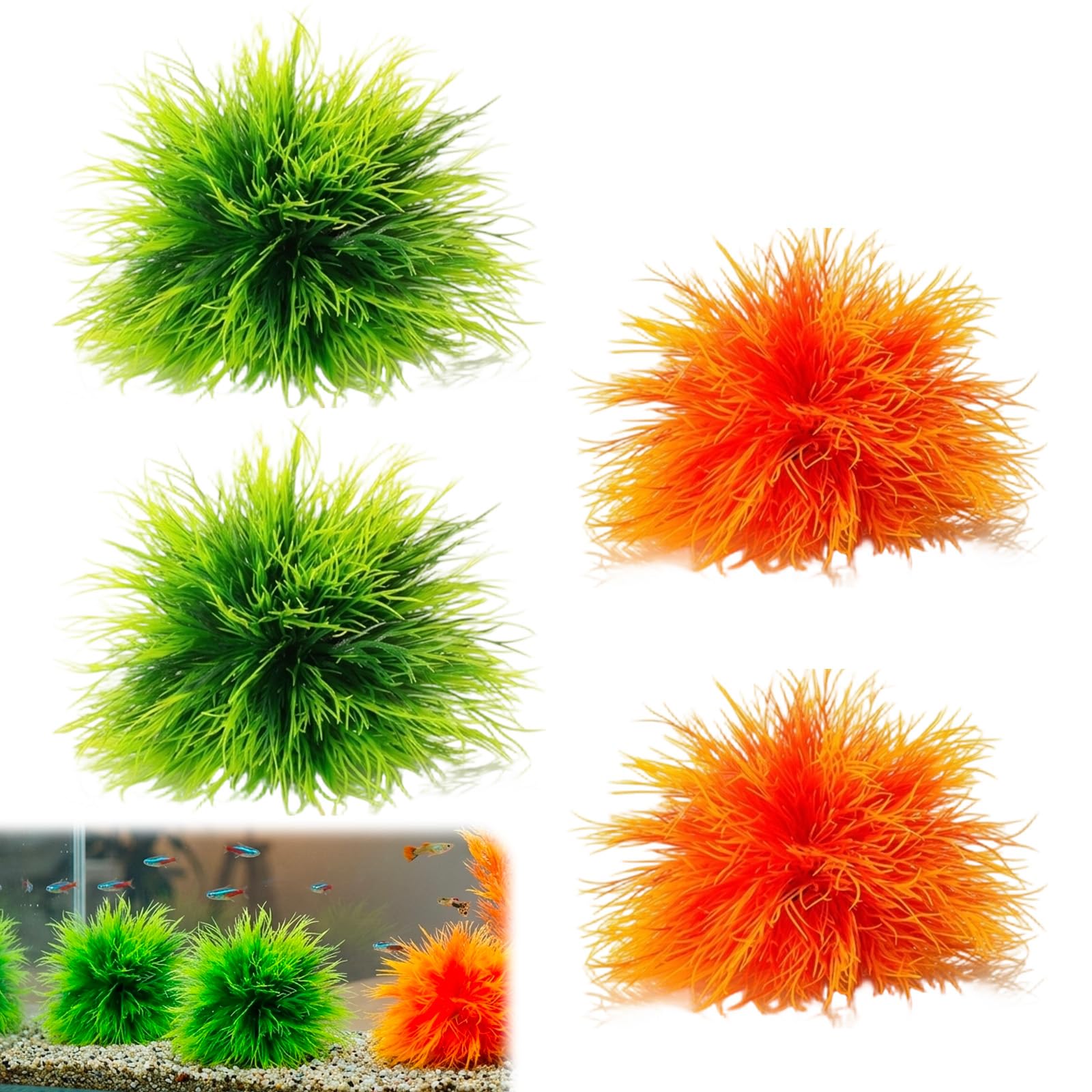 KSVFTB Artificial Aquarium Plants, 4PCS Fish Tank Decor with Plastic Plants, Artificial Aquarium Plants for Fish Tank Decorations, Vibrant Yellow and Green Aquatic Decorations