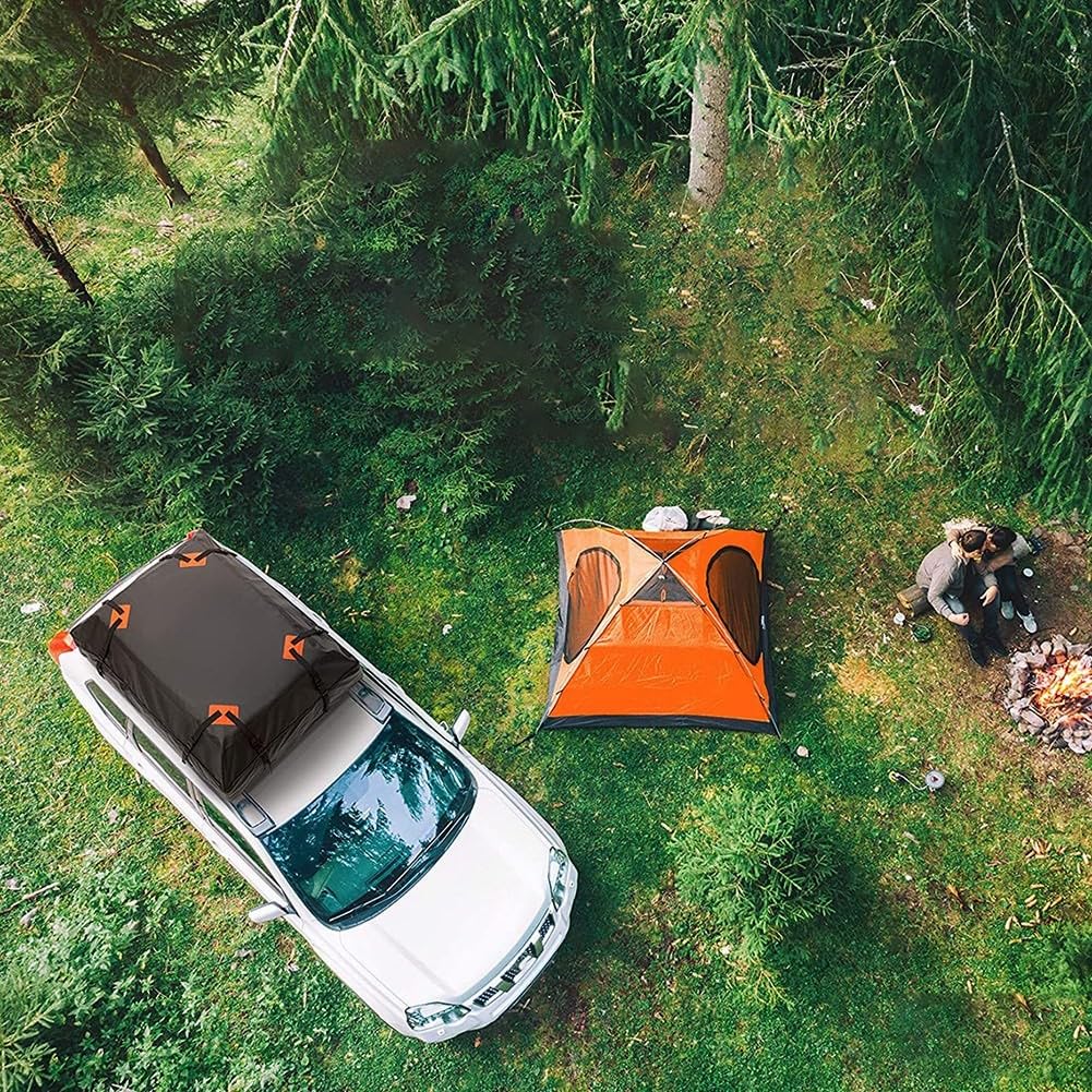FACAIIO Sac de toit de voiture 600D imperméable Oxford 4,6 m³ pour voyage en plein air camping avec 8 sangles à boucle, noir