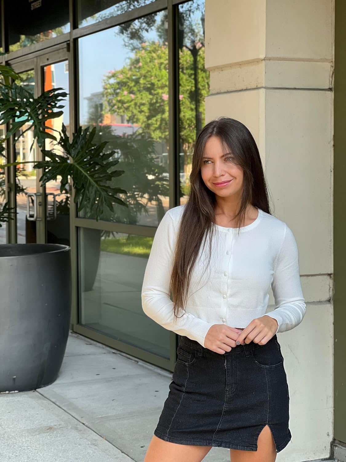 Newshows Cropped Cardigan Sweaters for Women 2025 Crew Neck Button Down Open Front Knit Bolero Shrugs - Image 9