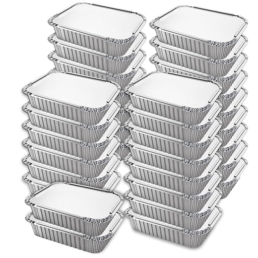 50 Pcs Aluminum Pans with Lids, 8.6"x6.3" Spare Essentials Food Containers Disposable Tin Foil Pans To Go Containers for Baking Cooking Heating Storage Food