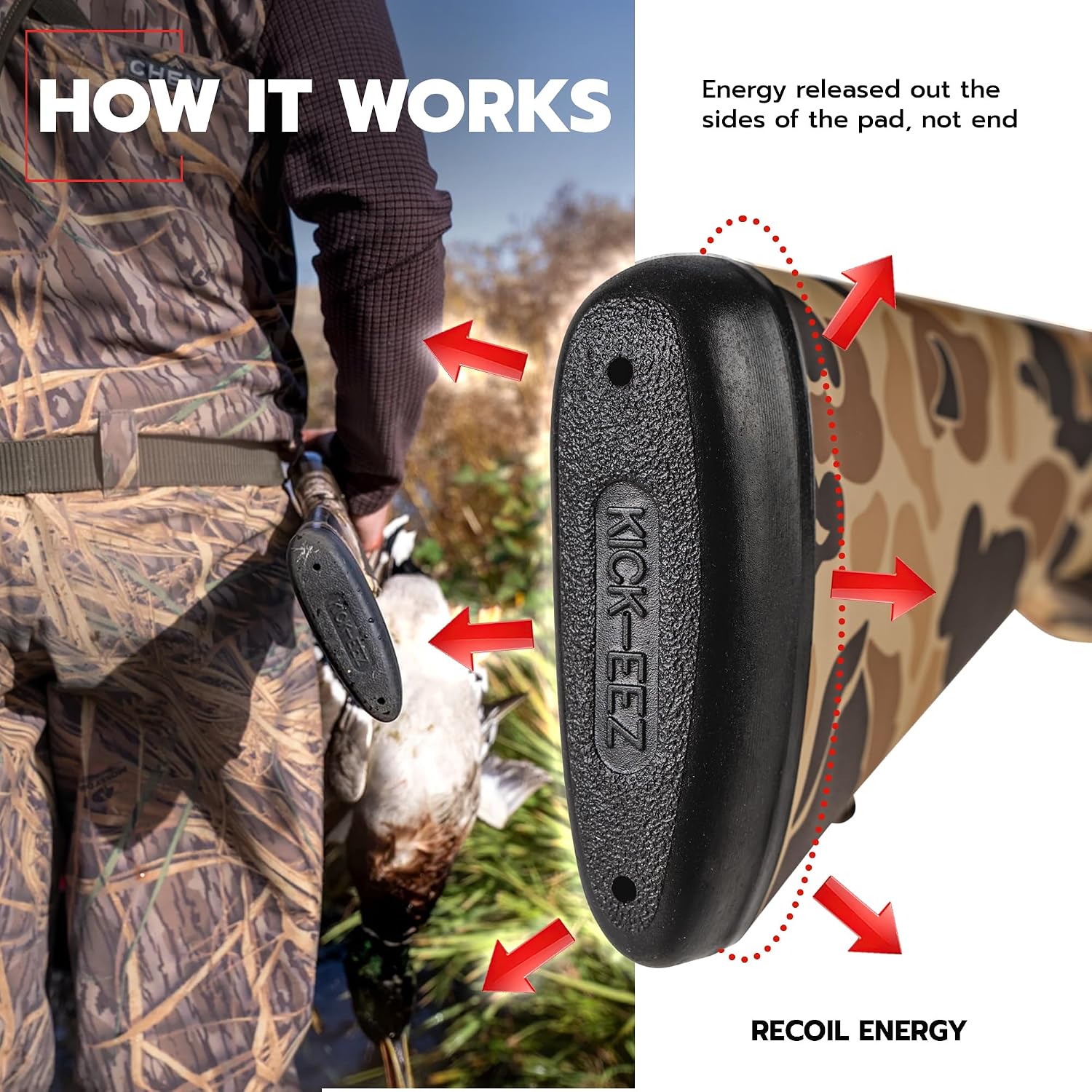 KICK-EEZ KZ-INFLEX2 Recoil Pad | Up to 94% Recoil Reduction | Sorbothane Shotgun Buttstock Pad | Replacement for Browning Inflex 2 Pads | Fits Select Winchester SX4 & XPR