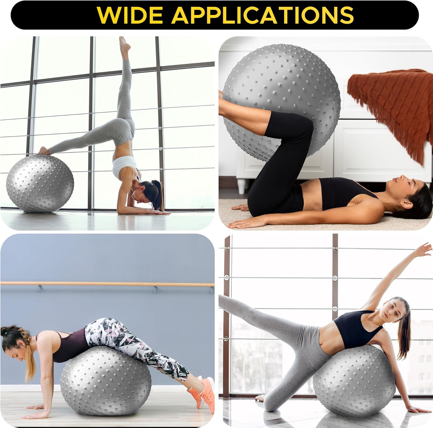 PULSEFIT Cores Sphere Gym Ball with Pump, Textured Surface, Exercise Fitness Yoga