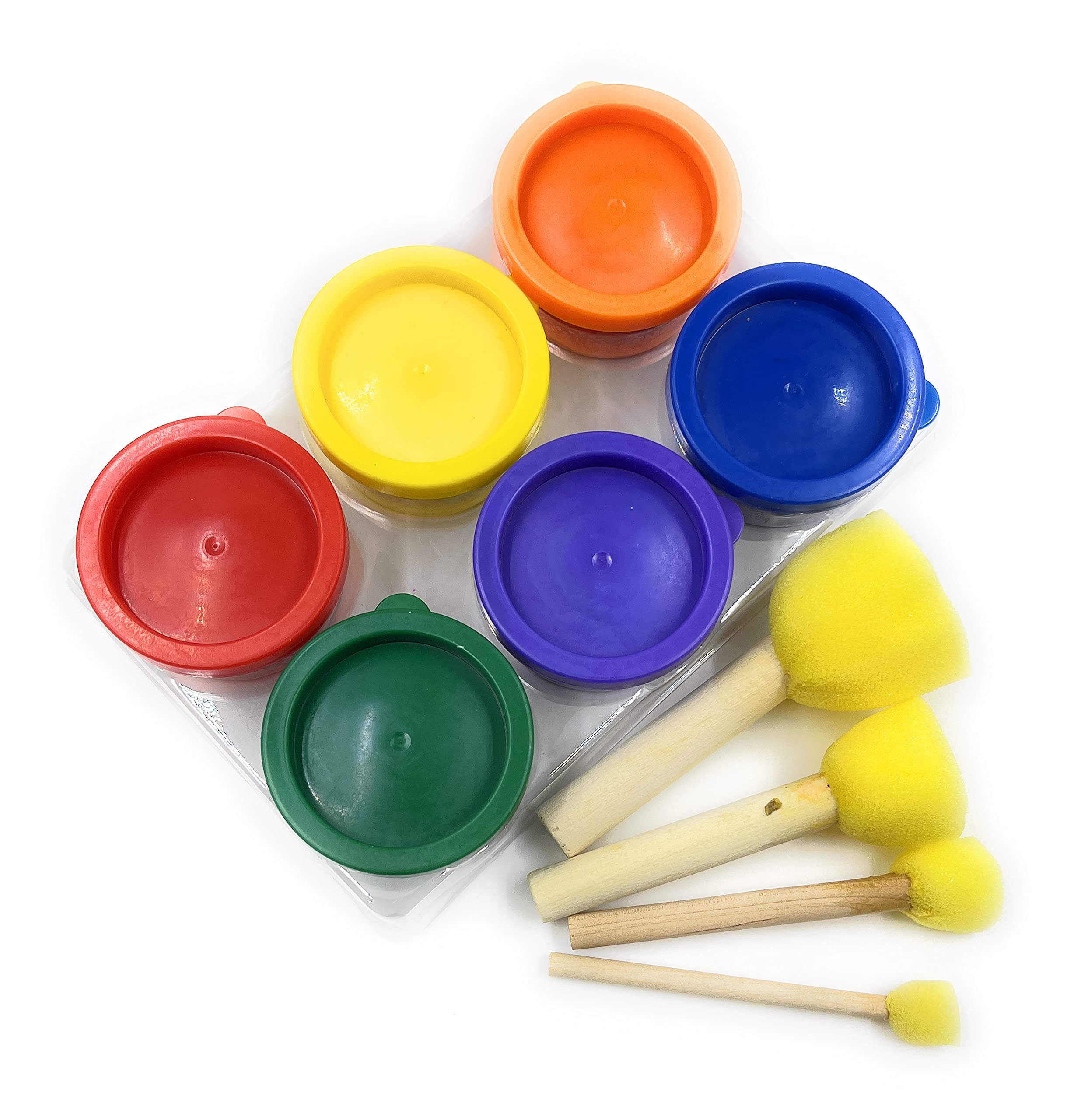 6 Pcs Finger Paint with Sponge Brushes, Non Toxic Smooth, Mixable, Easy to Wash & Dry Paints for Kids (Combo Offer) (Finger Paint with Sponge Dabber)