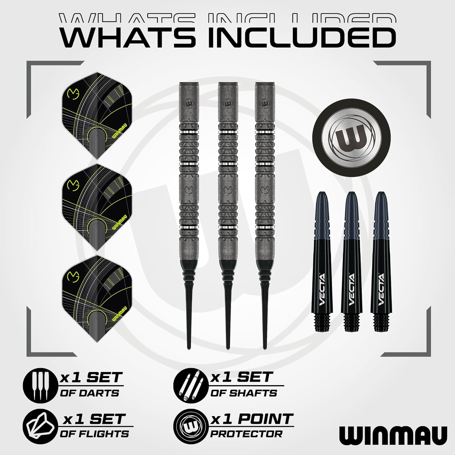 Winmau – Michael Van Gerwen MvG Signature Edition - 90% Tungsten - Professional Darts Set with Dart Flights and Stems (Shafts) - Available in Soft Tip 18g and Steel Tip 22g, 23g & 24g
