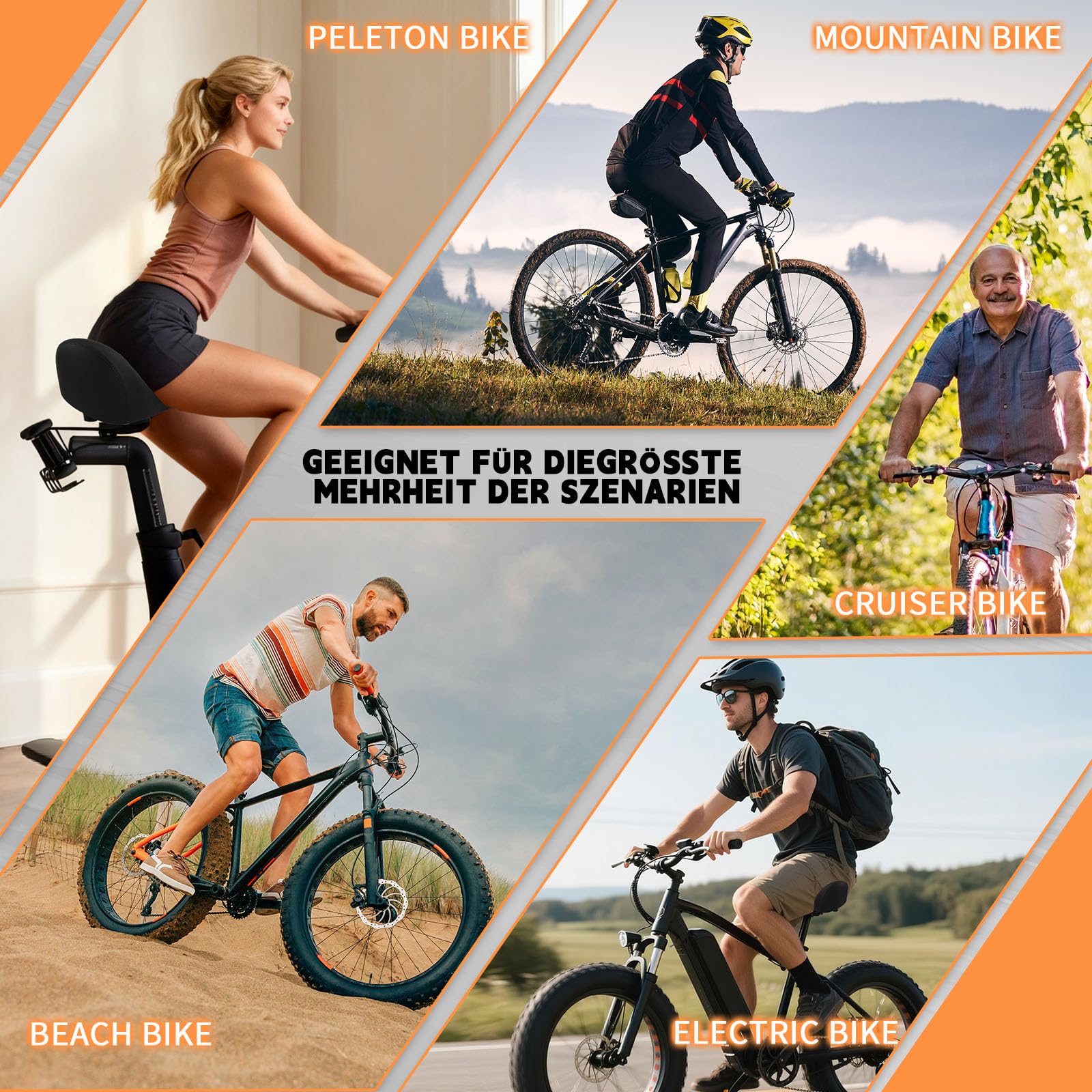 Selle de vélo surdimensionnée pour homme et femme, plus large avec rembourrage en mousse souple, selle de vélo ergonomique sans nœud pour VTT, vélo de ville, vélo de route et vélo d'appartement