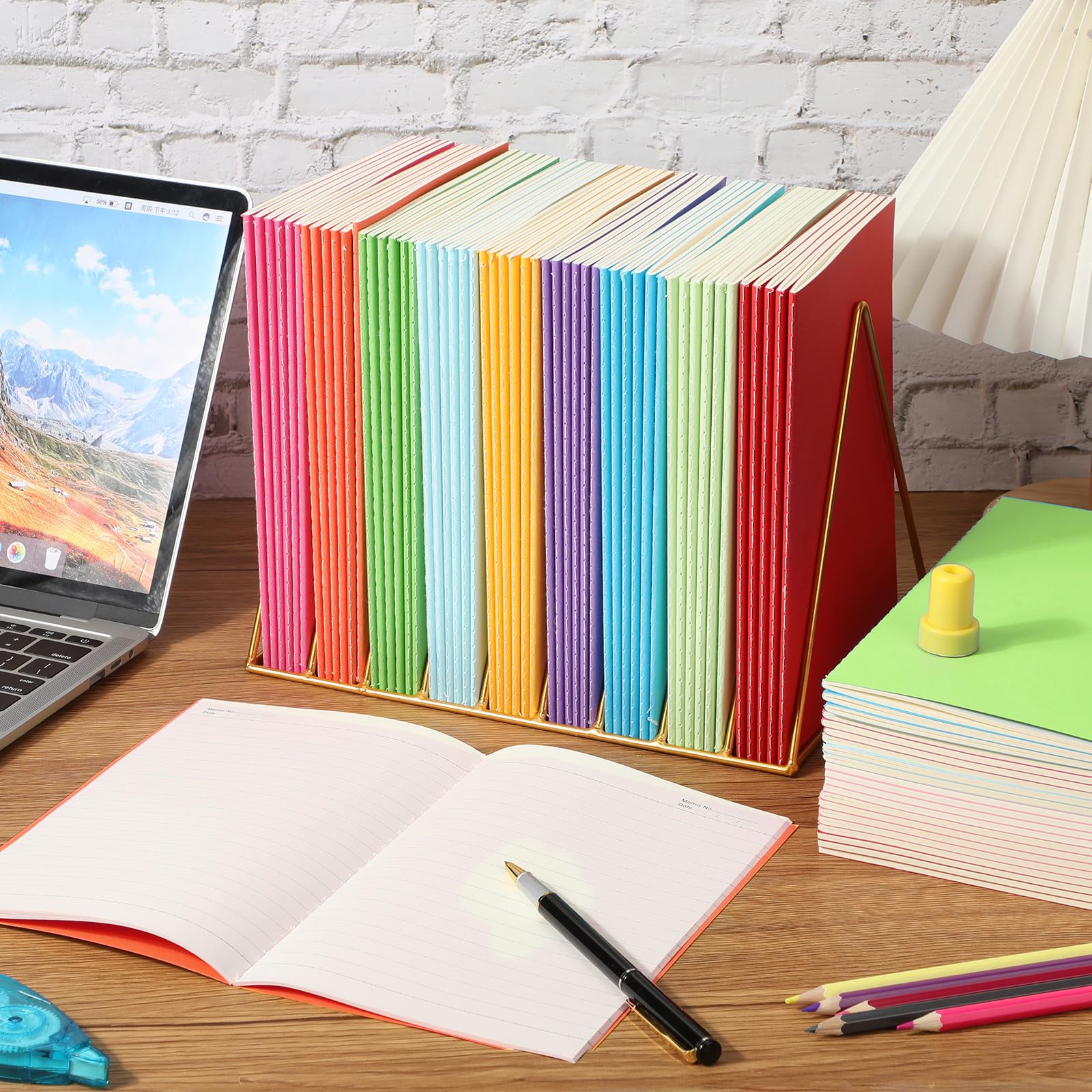 Paquete de 150 cuadernos de papel kraft A5, 60 páginas, cuadernos de composición de tapa suave, diarios de viaje a granel con rayas para viajeros, estudiantes, aula, hogar, oficina, suministros