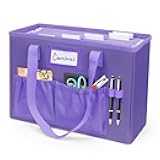abcxgood Desktop File Organizer Box,Collapsible Hanging Filing Box,Home Office Document Storage Organizer with Front Pocket and Handles, Letter Size Folder. (PURPLE)
