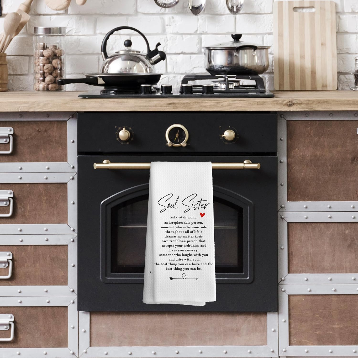 Soul Sister Kitchen Towels, Soul Sister Gifts for Women Dish Towel Dishcloth 16x24 Inches, Friendship Gifts for Women Friends Female Bestie BFF Decorative Absorbent Hand Tea Towels Decor - Image 3