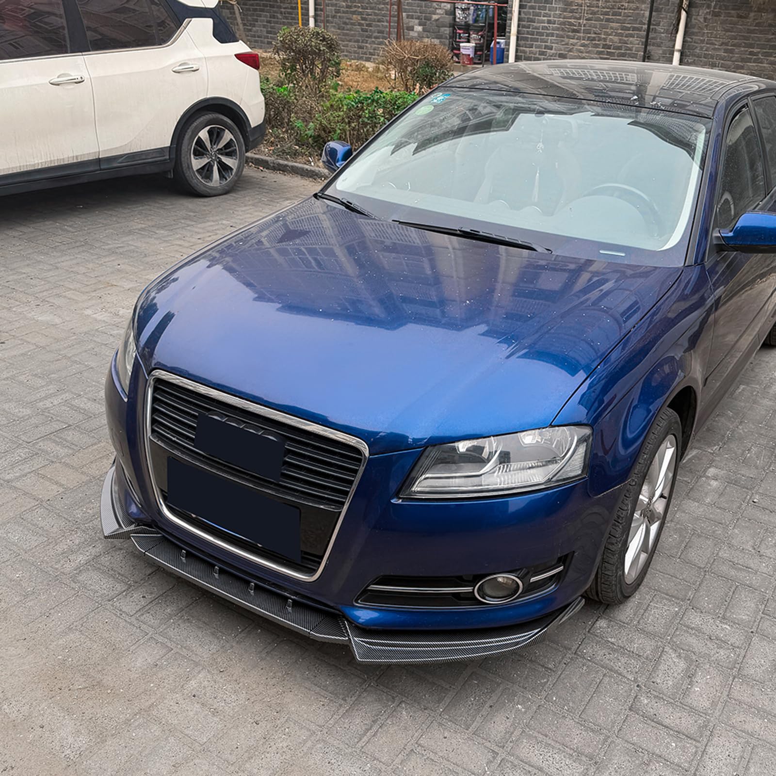 Spoiler per paraurti anteriore dell'auto in fibra di carbonio con splitter per Audi A3 8P 2008-2012, nero opaco/lucido