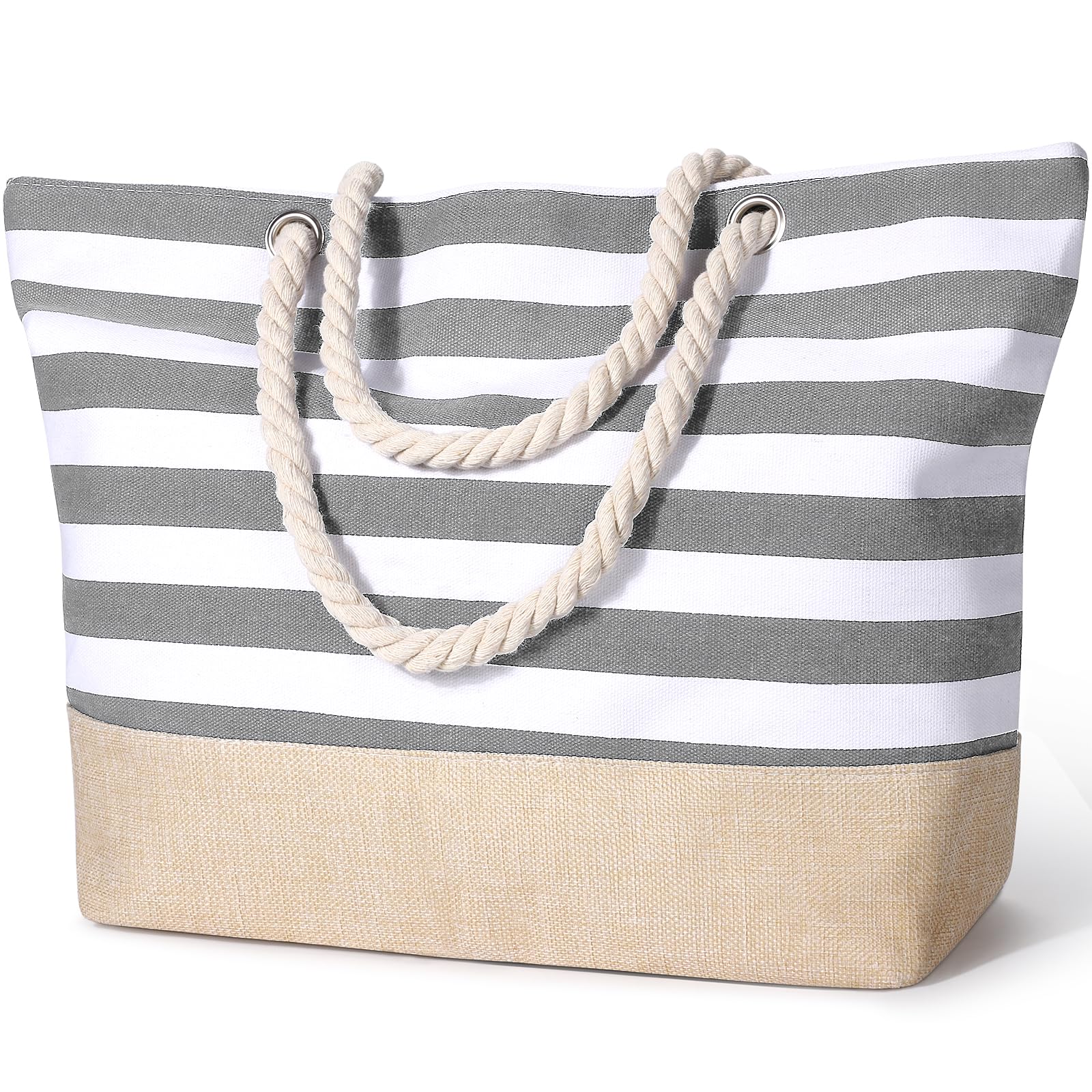 Januts Bolsa de Playa Mujer Grande con Cremallera Bolsos Tote Bag de Playa Impermeable Bolso de Mano Bolso Playa Shopper Bolsa de Hombro para Playa Viajes Compras Escuela Trabajo